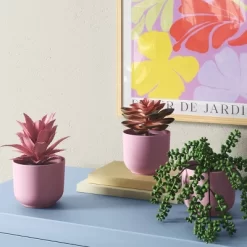 3pk 9.06" Succulent Artificial Plants Pink - Room Essentials™