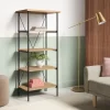 Wood And Metal Media Tower Bookcase Natural - Room Essentials™