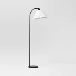 Downbridge Pleated Floor Lamp Black - Room Essentials™: Modern Empire Shade, ETL Listed, 58" Height