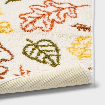 17"x24" Fall Leaves Non-Slip Harvest Bath Rug Cream - Room Essentials™ 3 17"x24" Fall Leaves Non-Slip Harvest Bath Rug Cream - Room Essentials™ - Image 3