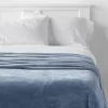 Full/Queen Solid Plush Blanket Blue - Room Essentials™