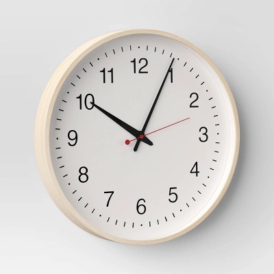 15.5" Schoolhouse Wall Clock Natural Wood Grain - Room Essentials™ 2 15.5" Schoolhouse Wall Clock Natural Wood Grain - Room Essentials™ - Image 2