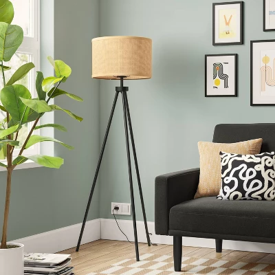 Tripod Floor Lamp With Shade Black - Room Essentials™: Modern Standing Light, ETL Listed, Metal Body 2 Tripod Floor Lamp With Shade Black - Room Essentials™: Modern Standing Light, ETL Listed, Metal Body - Image 2