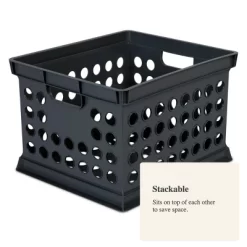 Storage Crate Black - Room Essentials™: Plastic Stackable Utility Bin, Portable With Built-In Handles, 30.6L Capacity -Target GUEST 229c6507 c9ec 4f4c 8766 8fc49708a50b