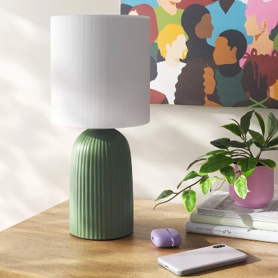 Fluted Ceramic Table Lamp: ETL Listed, Cotton/Polyester Shade, No Assembly - Room Essentials™ 2 Fluted Ceramic Table Lamp: ETL Listed, Cotton/Polyester Shade, No Assembly - Room Essentials™ - Image 2