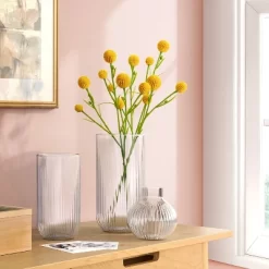 3pc Vase Set Ribbed Glass - Room Essentials™