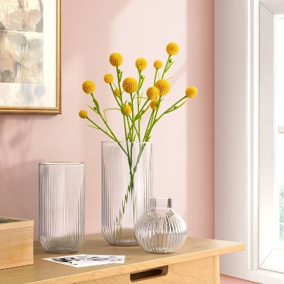 3pc Vase Set Ribbed Glass - Room Essentials™ 1 3pc Vase Set Ribbed Glass - Room Essentials™