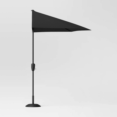 7.813'x8.83' Half Circle Patio Umbrella - Black Pole - Room Essentials™ 2 7.813'x8.83' Half Circle Patio Umbrella - Black Pole - Room Essentials™ - Image 2
