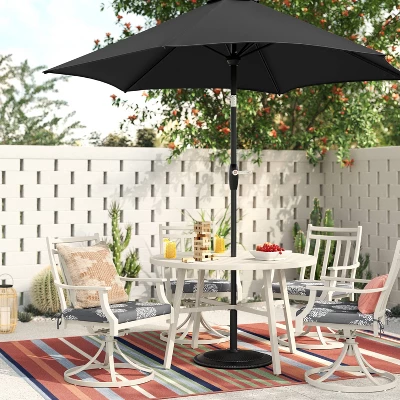 9'x9' Patio Market Umbrella - Black Pole - Room Essentials™ 1 9'x9' Patio Market Umbrella - Black Pole - Room Essentials™