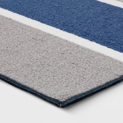 4'x5'6" Rugby Striped Accent Rug Gray/Blue - Room Essentials™ 2 4'x5'6" Rugby Striped Accent Rug Gray/Blue - Room Essentials™ - Image 2