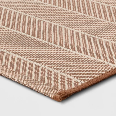 4'x5'6" Chevron Striped Area Rug Ivory/Tan - Room Essentials™: Indoor, Flat Pile, Woven 3 4'x5'6" Chevron Striped Area Rug Ivory/Tan - Room Essentials™: Indoor, Flat Pile, Woven - Image 3