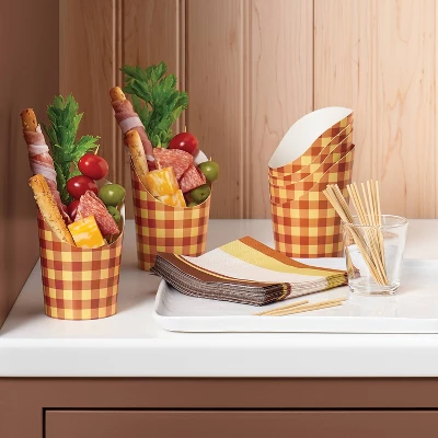 Paper Charcuterie Cup Napkin Skewer Set Natural - Room Essentials™ 1 Paper Charcuterie Cup Napkin Skewer Set Natural - Room Essentials™