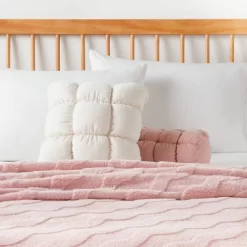 Puffer Square Decorative Throw Pillow Ivory - Room Essentials™