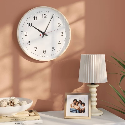 15.5" Schoolhouse Wall Clock Natural Wood Grain - Room Essentials™ 1 15.5" Schoolhouse Wall Clock Natural Wood Grain - Room Essentials™