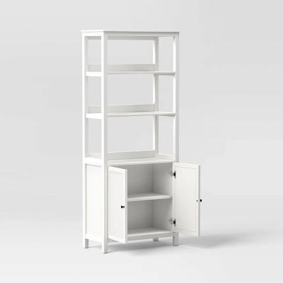 72" Bookcase Traditional With Three Open Shelves And Cabinet Classic White - Room Essentials™ 2 72" Bookcase Traditional With Three Open Shelves And Cabinet Classic White - Room Essentials™ - Image 2