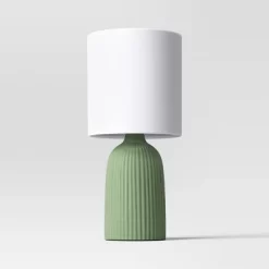 Fluted Ceramic Table Lamp: ETL Listed, Cotton/Polyester Shade, No Assembly - Room Essentials™