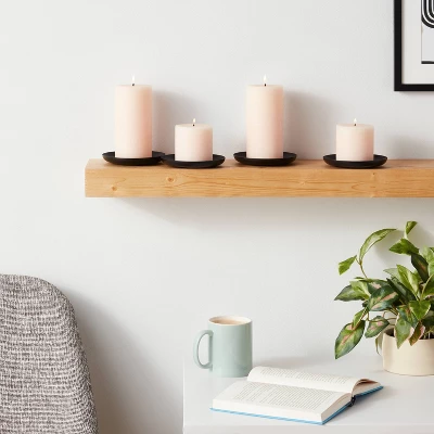 4pk Small Metal Plates Candle Holders Black - Room Essentials™: Iron Candlestick Set For Modern Decor 1 4pk Small Metal Plates Candle Holders Black - Room Essentials™: Iron Candlestick Set For Modern Decor