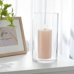 Clear Hurricane 3" X 8" Pillar Candle Holder - Room Essentials™: Sophisticated Tabletop Glass Decor