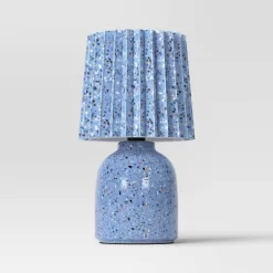 Mini Printed Ceramic Base Table Lamp With Printed Pleated Shade - Room Essentials™