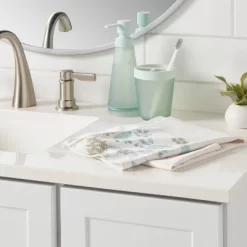 Quick Dry Floral Border Waffle Towel White - Room Essentials™