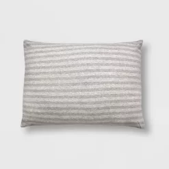 Standard Stripe Jersey Sham Gray - Room Essentials™: OEKO-TEX Certified, Knitted Polyester-Cotton Blend, Machine Washable