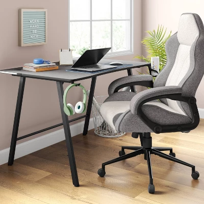 Swivel Dorm Gaming Chair Gray - Room Essentials™: Upholstered Computer Desk Chair, Adjustable, Fixed Arms 1 Swivel Dorm Gaming Chair Gray - Room Essentials™: Upholstered Computer Desk Chair, Adjustable, Fixed Arms