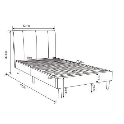 Dorm Twin Bed Cream - Room Essentials™: Upholstered Headboard, Plywood Frame, No Box Spring Needed 6 Dorm Twin Bed Cream - Room Essentials™: Upholstered Headboard, Plywood Frame, No Box Spring Needed - Image 6