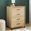 Mixed Material Wood And Metal 4 Drawer Dresser Updated Base Natural Wood - Room Essentials™