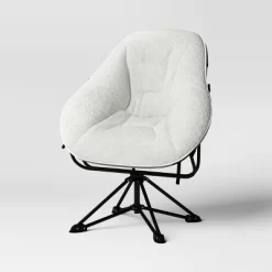 Padded Hex Swivel Dorm Chair Cream - Room Essentials™: Upholstered College Dorm Essential, No Assembly Required