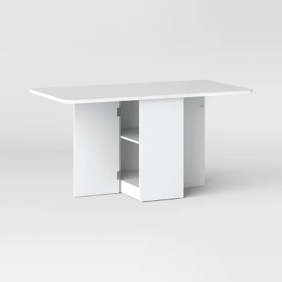 Drop Leaf Dining Table With Storage Shelves White - Room Essentials™ 2 Drop Leaf Dining Table With Storage Shelves White - Room Essentials™ - Image 2