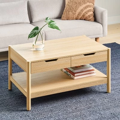 Scandi Coffee Tables Table With Drawers Natural - Room Essentials™ 1 Scandi Coffee Tables Table With Drawers Natural - Room Essentials™