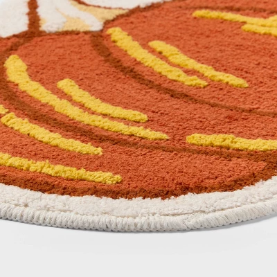20"x23" Pumpkin Shaped Non-Slip Harvest Bath Rug Orange - Room Essentials™ 2 20"x23" Pumpkin Shaped Non-Slip Harvest Bath Rug Orange - Room Essentials™ - Image 2