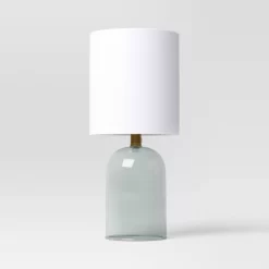 Glass Table Lamp With Open Base - Room Essentials™: ETL Listed, No Assembly, Modern Desk & Bedside Lighting