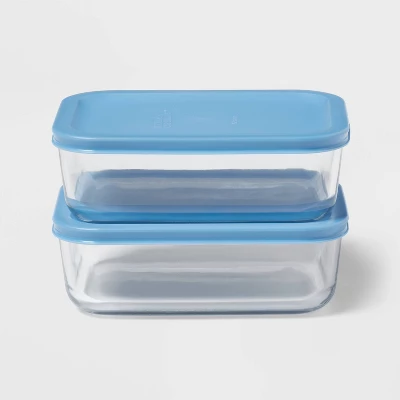 4pc (set Of 2) 4c Rectangular Glass Food Storage Container Set - Room Essentials™ 4 4pc (set Of 2) 4c Rectangular Glass Food Storage Container Set - Room Essentials™ - Image 4