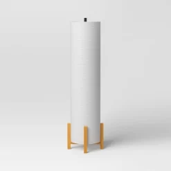 Paper Floor Lamp Natural Wood - Room Essentials™: ETL Listed, Modern Cylinder Shade, No Tools Assembly