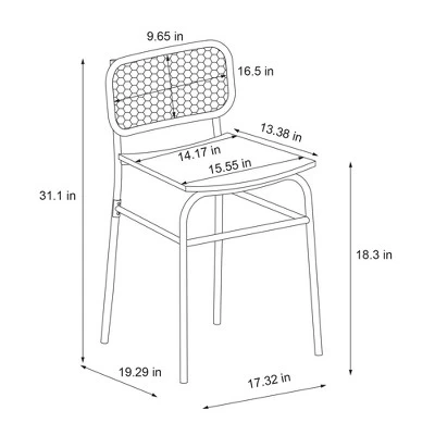 Set Of 2 Woven Back Metal Dining Chair Black - Room Essentials™ 6 Set Of 2 Woven Back Metal Dining Chair Black - Room Essentials™ - Image 6