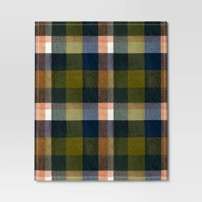 Printed Plaid Plush Throw Blanket Green Multi - Room Essentials™: Lightweight Knitted Fleece, 50x60, Machine Washable 2 Printed Plaid Plush Throw Blanket Green Multi - Room Essentials™: Lightweight Knitted Fleece, 50x60, Machine Washable - Image 2