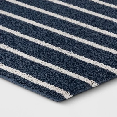 1'6"x2'6" Nautical Striped Micro Poly Loop Floormat White/Navy Blue - Room Essentials™: Indoor Kitchen & Bathroom Mat 2 1'6"x2'6" Nautical Striped Micro Poly Loop Floormat White/Navy Blue - Room Essentials™: Indoor Kitchen & Bathroom Mat - Image 2