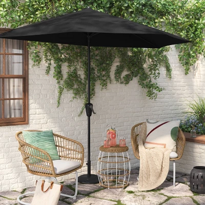7.813'x8.83' Half Circle Patio Umbrella - Black Pole - Room Essentials™ 1 7.813'x8.83' Half Circle Patio Umbrella - Black Pole - Room Essentials™