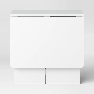 Drop Leaf Dining Table With Storage Shelves White - Room Essentials™ 3 Drop Leaf Dining Table With Storage Shelves White - Room Essentials™ - Image 3