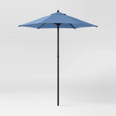 6' Round Outdoor Patio Market Umbrella With Black Pole - Room Essentials™ 14 6' Round Outdoor Patio Market Umbrella With Black Pole - Room Essentials™ - Image 14