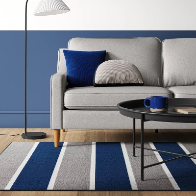 4'x5'6" Rugby Striped Accent Rug Gray/Blue - Room Essentials™ 1 4'x5'6" Rugby Striped Accent Rug Gray/Blue - Room Essentials™
