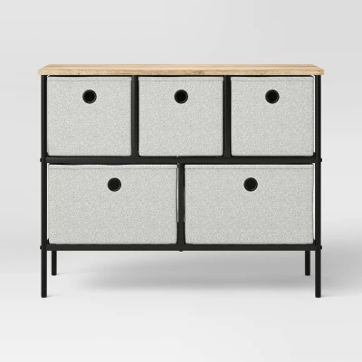 36" Wide Fabric Bin 5 Dresser Black Frame - Room Essentials™ 2 36" Wide Fabric Bin 5 Dresser Black Frame - Room Essentials™ - Image 2