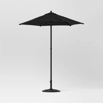 6' Round Outdoor Patio Market Umbrella With Black Pole - Room Essentials™ 2 6' Round Outdoor Patio Market Umbrella With Black Pole - Room Essentials™ - Image 2