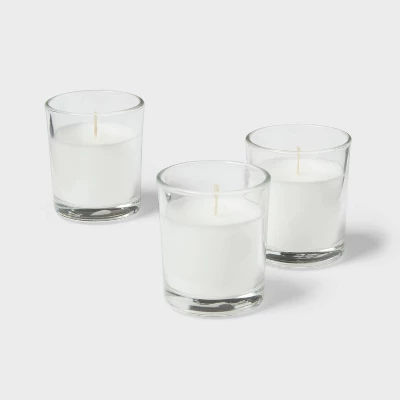 2.3" 8pk Unscented Votive Candle Set White - Room Essentials™: Paraffin Wax, Glass Holder, 15hr Burn Time 2 2.3" 8pk Unscented Votive Candle Set White - Room Essentials™: Paraffin Wax, Glass Holder, 15hr Burn Time - Image 2