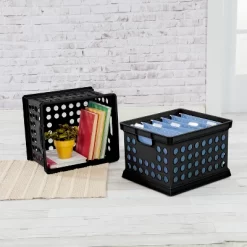 Storage Crate Black - Room Essentials™: Plastic Stackable Utility Bin, Portable With Built-In Handles, 30.6L Capacity -Target GUEST b89e2320 1c39 4b93 b318 8d75702327e9