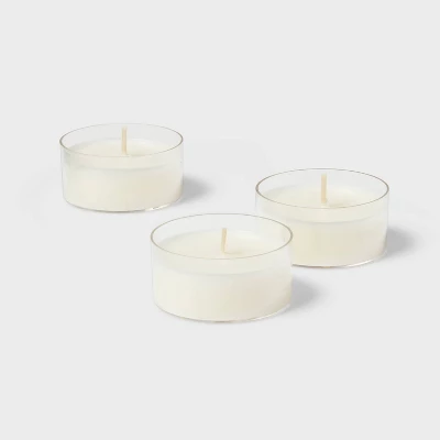 1" 12pk Unscented Jumbo Tealight Candles White - Room Essentials™: Paraffin Wax, 6.5hr Burn Time, 12ct 2 1" 12pk Unscented Jumbo Tealight Candles White - Room Essentials™: Paraffin Wax, 6.5hr Burn Time, 12ct - Image 2