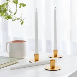 12pk Unscented Taper Candles White - Room Essentials™: Paraffin Wax, 10.6" Long, 6hr Burn Time, Set Of 12