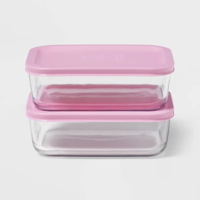 4pc (set Of 2) 4c Rectangular Glass Food Storage Container Set - Room Essentials™ 5 4pc (set Of 2) 4c Rectangular Glass Food Storage Container Set - Room Essentials™ - Image 5
