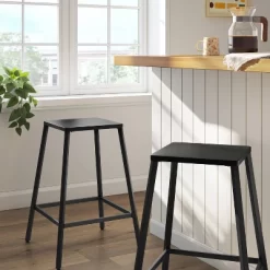 2pk Metal Counter Height Barstool Black - Room Essentials™: Steel Frame, Powder-Coated Finish, Armless Design